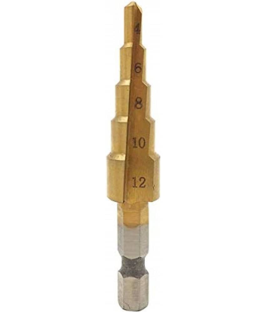 THR3E STROKES-1pcs 4-12mm 4241 HSS 5 Step Drill Bit Pagoda Cone Drill with 1/4" Hex Shank and Titanium-Plated ace Treatment