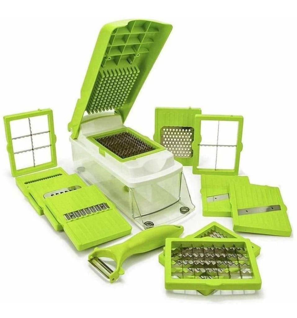 13 in 1 Multipurpose Chopper, Fruits & Vegetable Cutters, Grater Peeler Chipser, Unbreakable Food Grade Body, Easy Push to Clean Button Slicer Dicer, Chopper for Kitchen