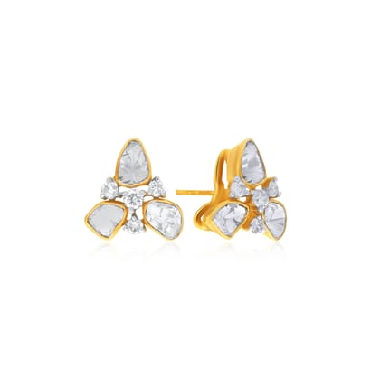 Senco Gold Trio Brilliance Polki Diamond Studs (2.3 gram / 0.19 Ct / IJ-SI / 14K Yellow Gold)