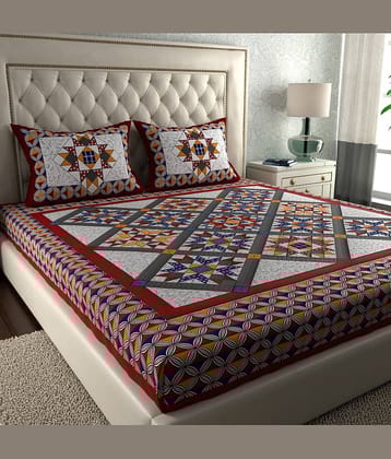 Cosito Cotton 1 Double Bedsheet with 2 Pillow Covers ( Maroon )