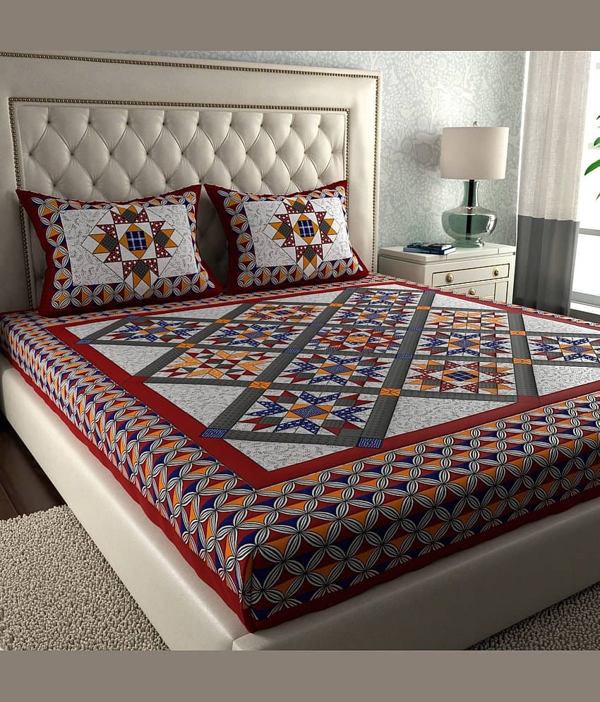 Cosito Cotton 1 Double Bedsheet with 2 Pillow Covers ( Maroon )