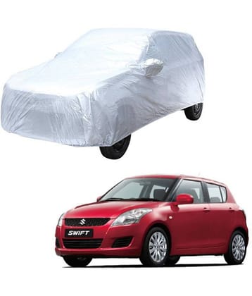 Autoretail Silver Color Dust Proof Car Body Polyster Cover With Mirror Pocket Polyster For Maruti Suzuki Swift