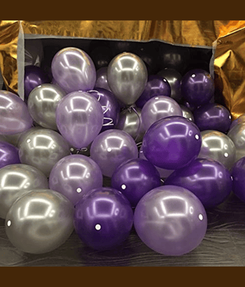 Blooms Mall Theme Purple and Silver Balloons Metallic Latex Balloon (Set of 51 Pic)