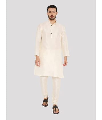 Maharaja - White Silk Regular Fit Men's Kurta Pyjama Set ( Pack of 1 )