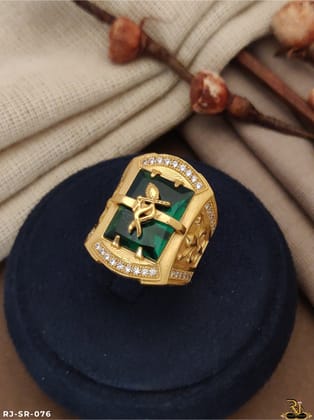 Exclusive Krisha Logo Men’s Fashion Green Stone Ring SR-076-18