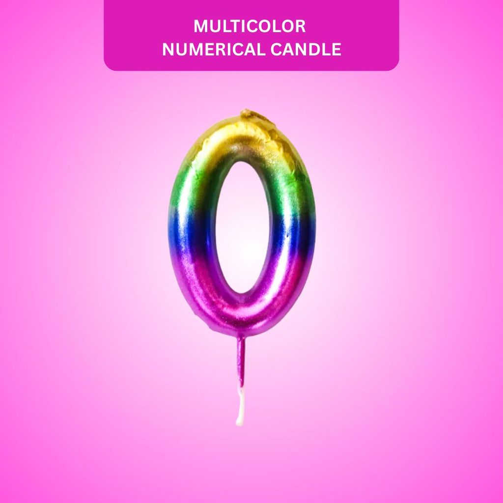 Number 0 Multicolor Candle - 1PC - Party and Festive Needs | Buy online on ZillyBuy