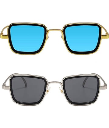 Kanny Devis - Gold Rectangular Sunglasses ( Pack of 2 )