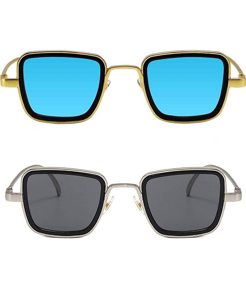 Kanny Devis - Gold Rectangular Sunglasses ( Pack of 2 )