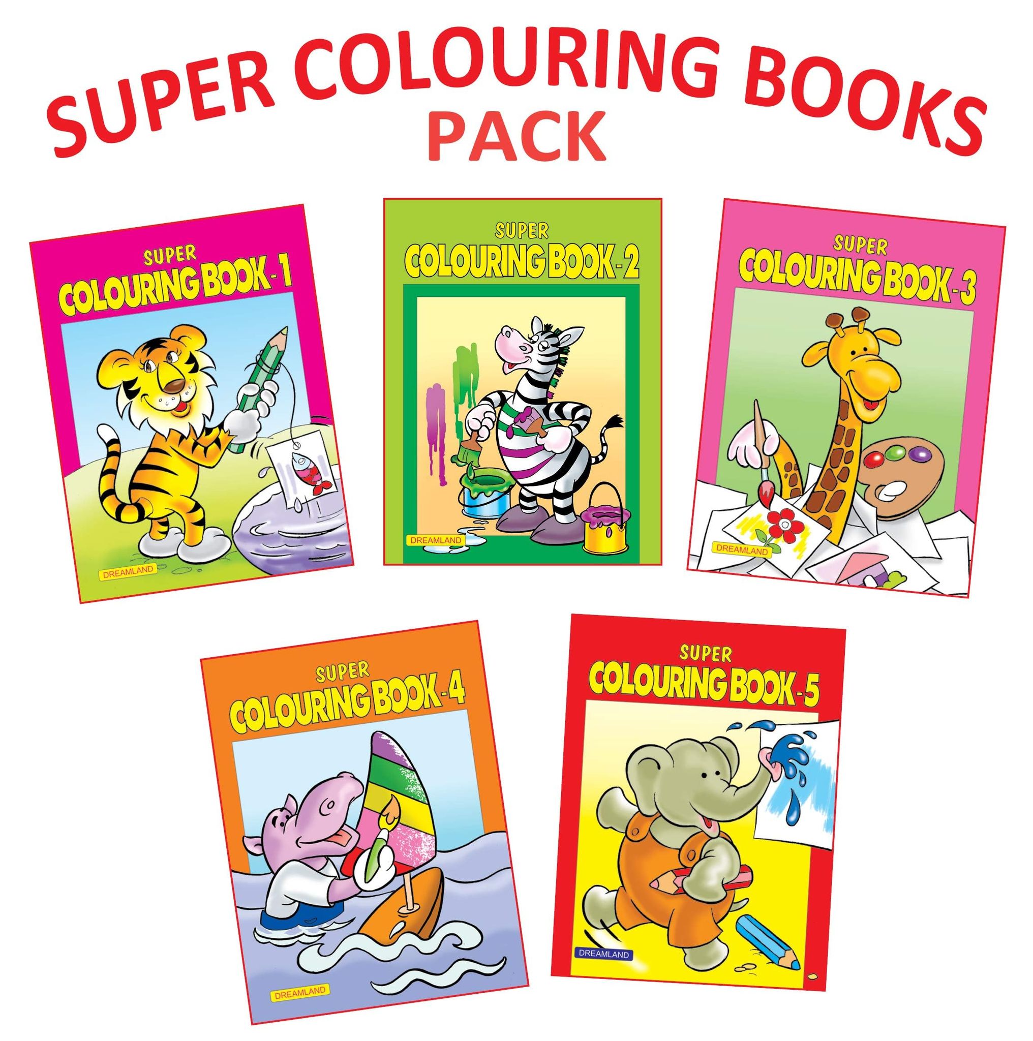 Super Colouring 5 Books Pack for Kids 2 -6 Years - Copy Colouring, Drawing and Painting Books Dreamland Publications