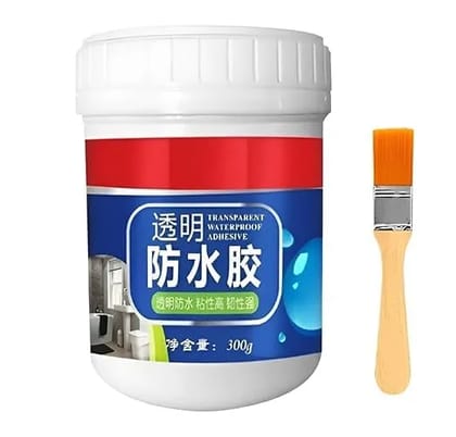 Transparent Waterproof Adhesive with Heat and Cold Resistance, 300g with Brush
