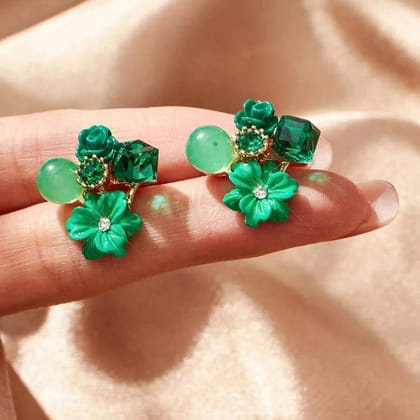 Green  Pleasure Charms Stud Earring