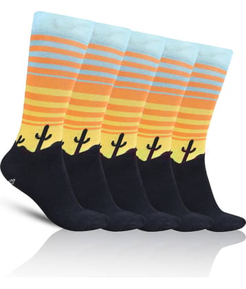 Dollar - Cotton Men's Printed Yellow Full Length Socks ( Pack of 5 )