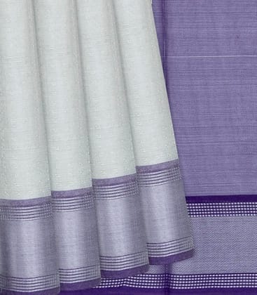 Grey Blended Tussar Tissue Saree With Purple Border-Grey-Grey
