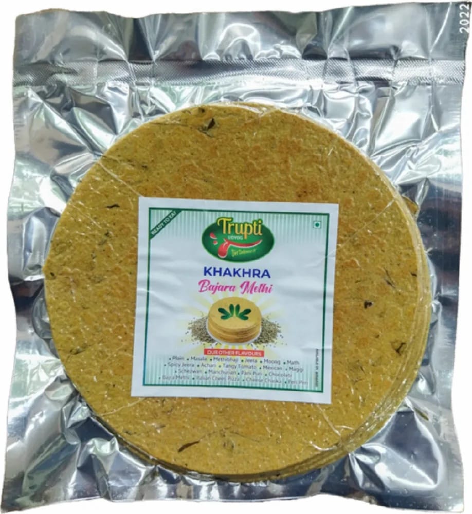 Trupti Udyog Bajara Methi Khakhra (1kg, 6 Pieces) | Pearl Millet & Fenugreek Crisps | Iron Rich Healthy Snack | Gluten Friendly Taste