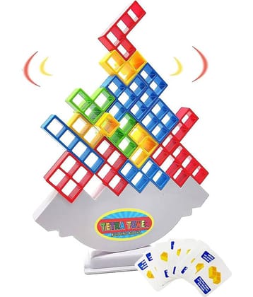 RAINBOW RIDERS TETTRAA TOWER Game 32Pcs Colourfull blocks Stack tower,Swinging Tower,High Balancing Swinging 3-4 players|Attractive Toy For Family,Child Indoor Game & journey, Parties For Kids.