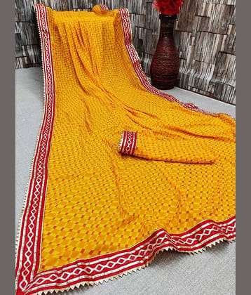 Kanooda Prints Georgette Checks Saree With Unstitched Blouse Piece ( Pink )