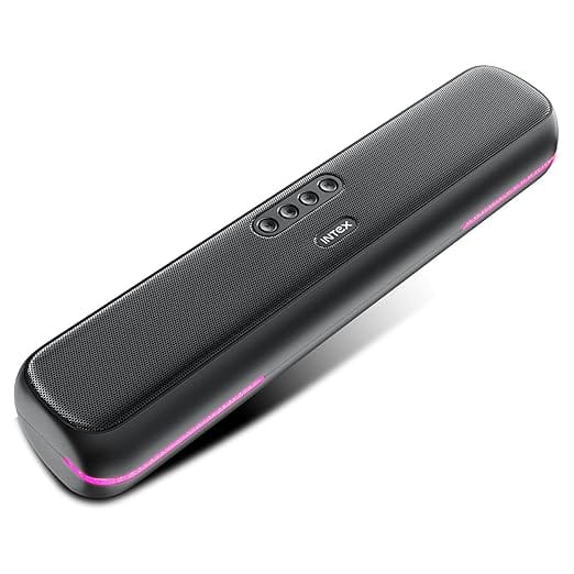 Intex Beast 20X Newly Launched 20W BT Soundbar with 360 Surround Sound, Rhythmic RGB Light, 52mm4 Drivers, 5hrs Playback Time, TWS Feature, Type C Fast Charging, BT V5.4, USB/AUX/TF (Black)