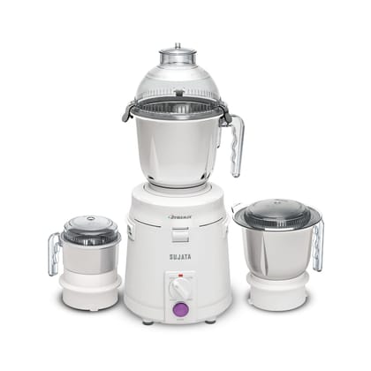 Sujata Dynamix 900 Watts Mixer Grinder | 22000 Rotations Per Min | 90 Minutes Continuous Running | 3 Versatile Jars 1500 ml, 1000 ml and 500 ml (White) Sujata Dynamix 900 Watts Mixer Grinder | 22000 Rotations Per Min | 90 Minutes Continuous Running | 3 V