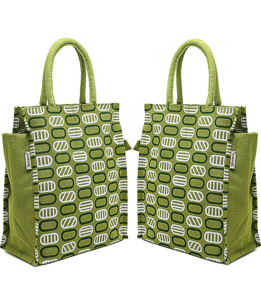 ENSAC Handheld Jute Set of 2 ( Green )