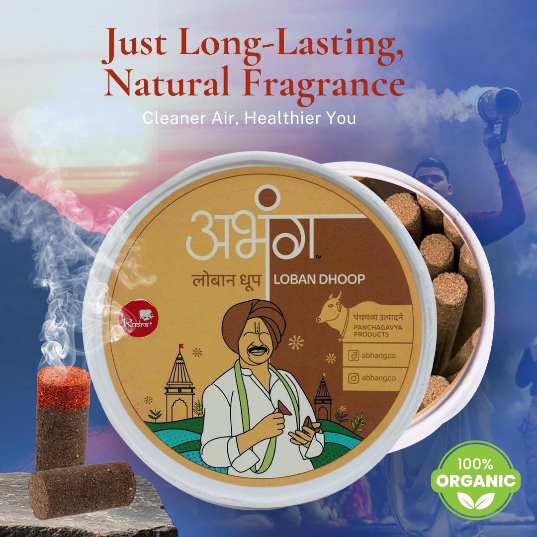ABHANG Loban Dhoop Stick, Charcoal Free, Long Lasting Natural Fragrance, Made By Cow Dung, No Artificial Essence, Pack of 20 sticks