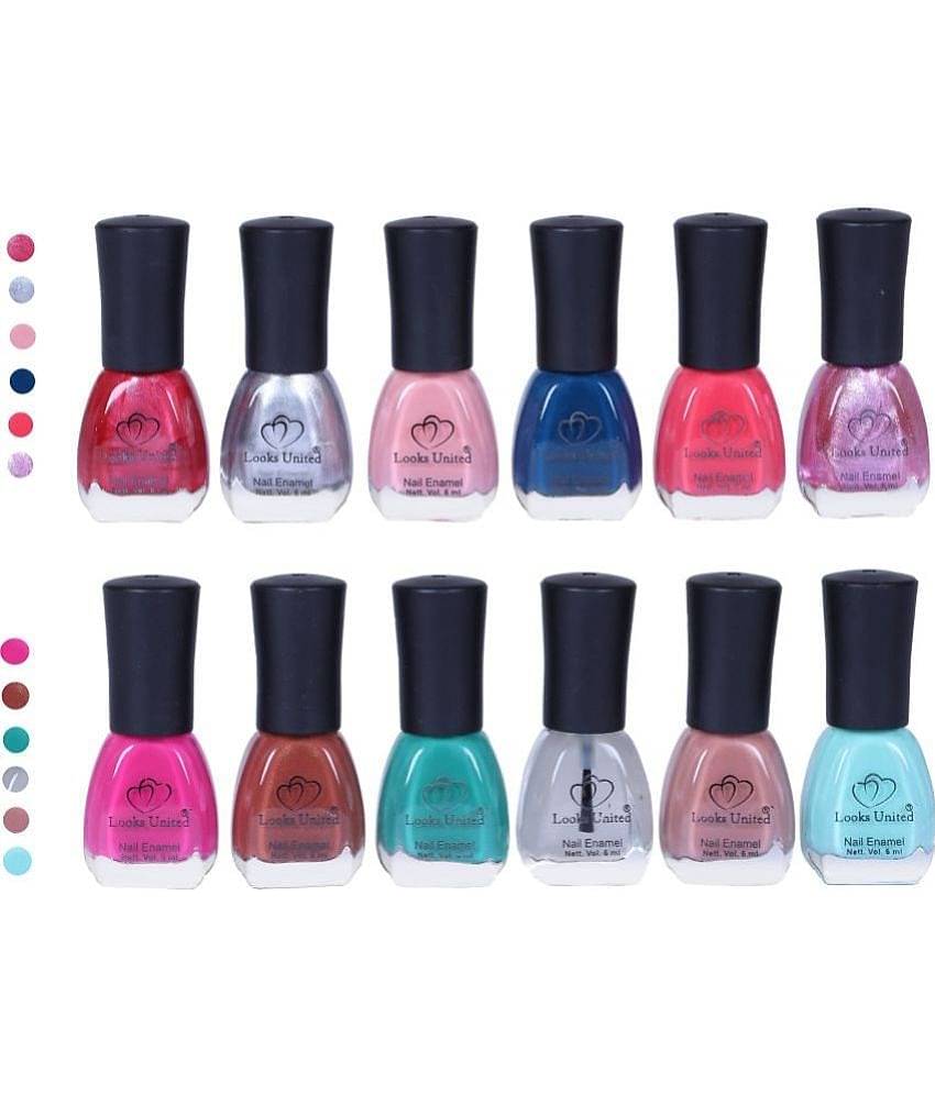 Looks United - Multi Glossy Nail Polish ( Pack of 12 )