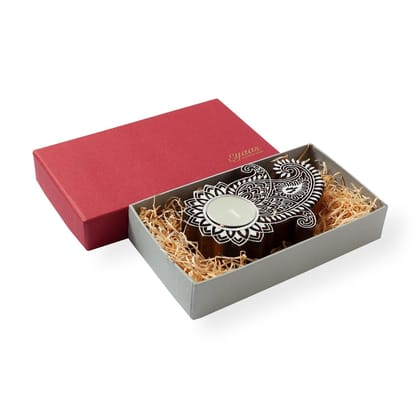 Eyaas Hand Block Carved T light Holder 5.5 x 4