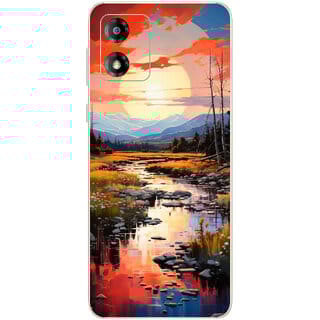 Yug Emporium Moto E13 Morning View Scenery 9D Premium Theme Full Back & Side Coverage (Back Cover Multicolor)