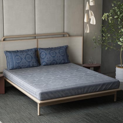 DDECOR - Indigo Moods Collection 100% Cotton Ethnic Pattern 136TC Super King |274 CM X 274 CM| Grey