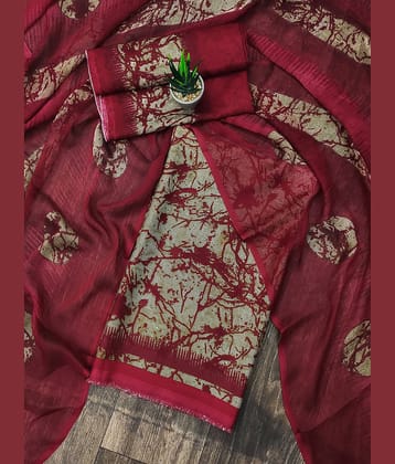 Kashvi Unstitched Crepe Dyed Dress Material - Maroon ( Pack of 1 )