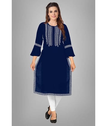 Kapadia - Blue Rayon Women's Straight Kurti ( Pack of 1 )