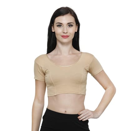 Vami Women's Cotton Stretchable Readymade Blouses - Beige S