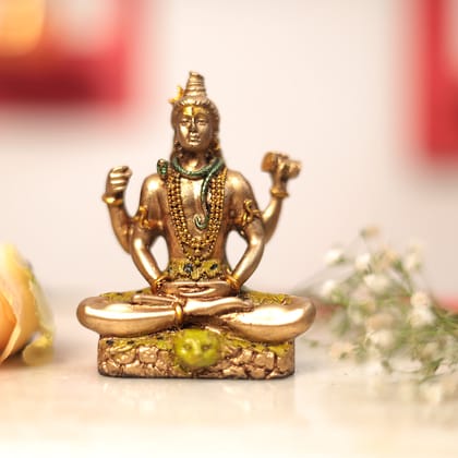 Shiva In 4" Car Dashboard/Home Decor/Puja Idol-Gold / 3" / Resin (Marble Dust)
