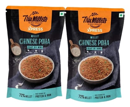 Trumillets Instant Kodo Millet Chinese Poha Powder Mix with Rice | Traditional Masalas Mix | Ready to Cook | Tasty Ready to Eat Chinese Poha | No Artificial Colors (Each 180 Gm Pack of 2)