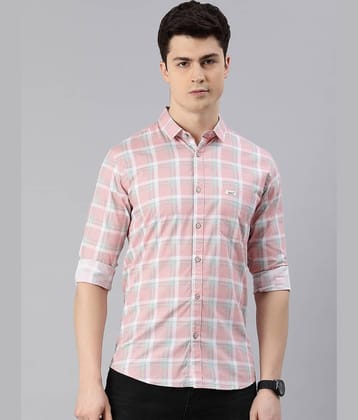 MAJESTIC MAN 100% Cotton Slim Fit Checks Full Sleeves Men's Casual Shirt - Pink ( Pack of 1 )