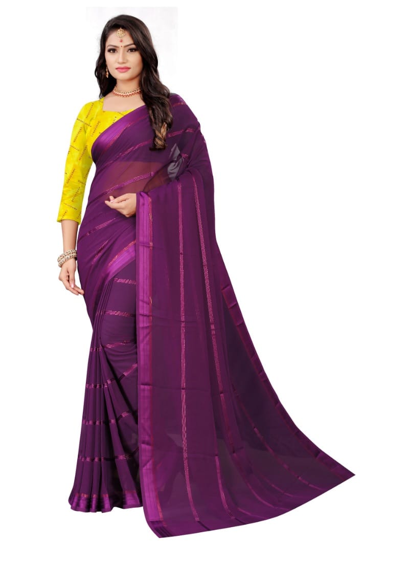Generic Women's Georgette Silk Saree (Wine, 5 - 6 Mtrs)