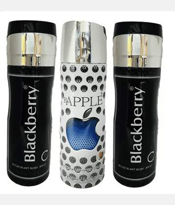 St Louis 2 BLACKBERRY , 1 BAPPLE DEODORANT , 200ML EACH (PACK OF 3) Body Spray - For Men & Women