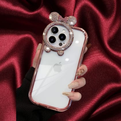 Cute Minnie Mouse Ears Rhinestones Cover-iPhone 15 Pro Max