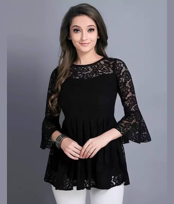 ZELZIS Women's Net Peplum Top ( Black )