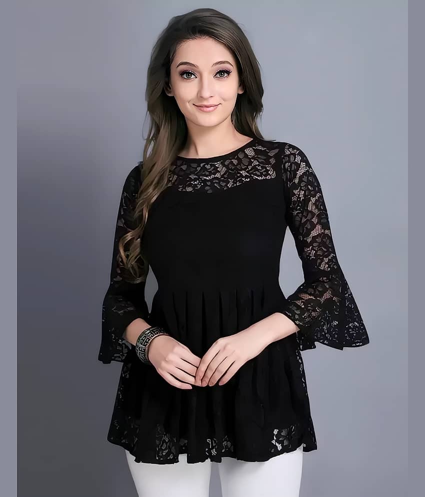 ZELZIS Women's Net Peplum Top ( Black )