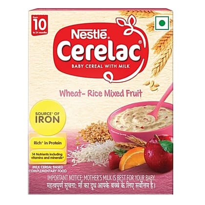 Nestle Cerelac Wheat-Rice Mixed Fruit Baby Cereal - 10-24 Months, 300 g Bag-In-Box