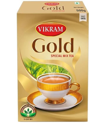 Vikram Gold Special Mix Tea, Blended with 5 unique types of leaves from Upper Assam and enriched with Orthodox Tea leaves- 500g