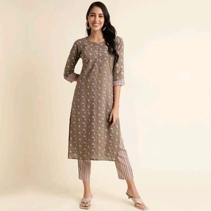 Reyon Foil Printed Straight Designer Kurtis Set