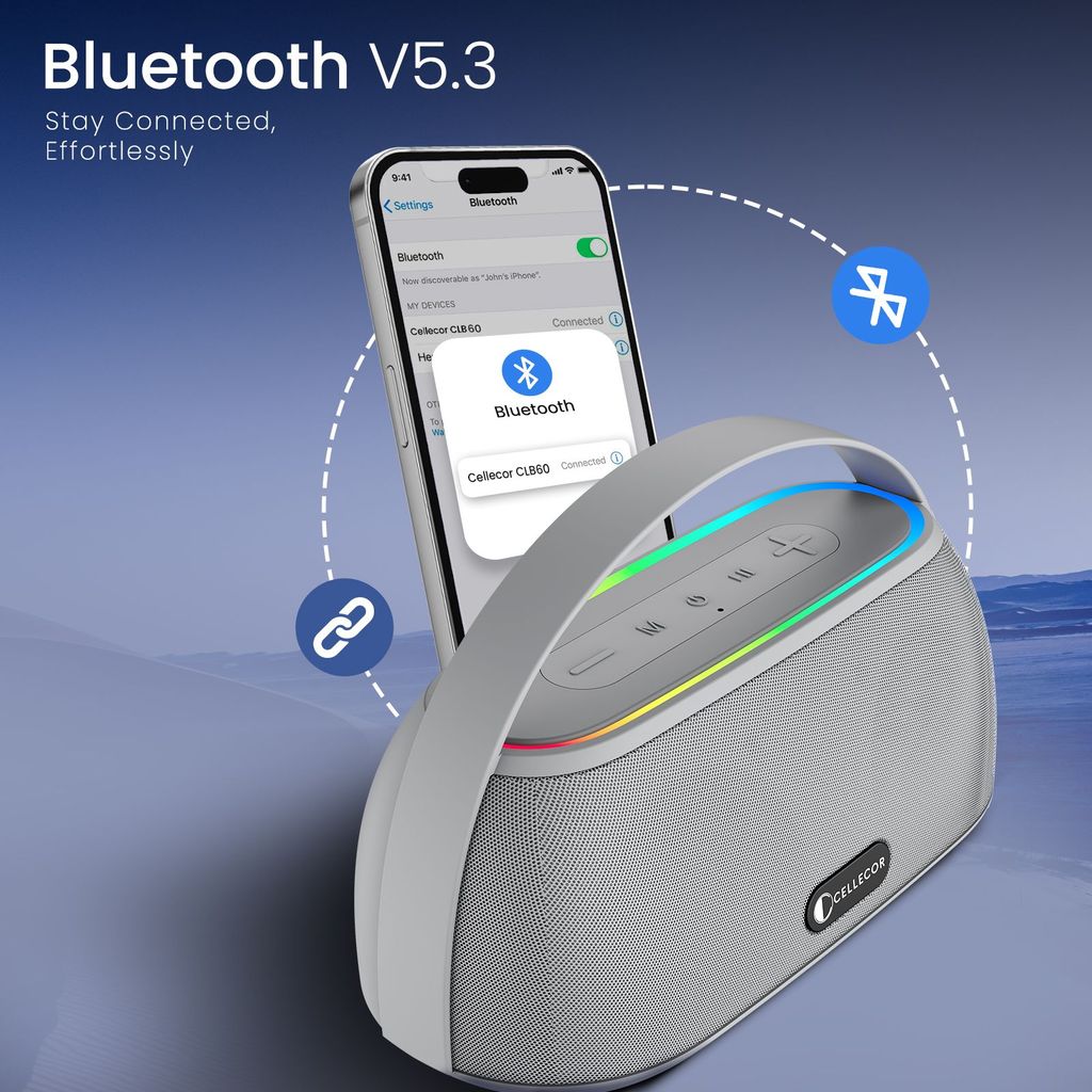 Cellecor CLB-60 | 10 Hr Playtime | BT-v5.3 | 2600mAH | Water Resistant 10 W Bluetooth Speaker-grey