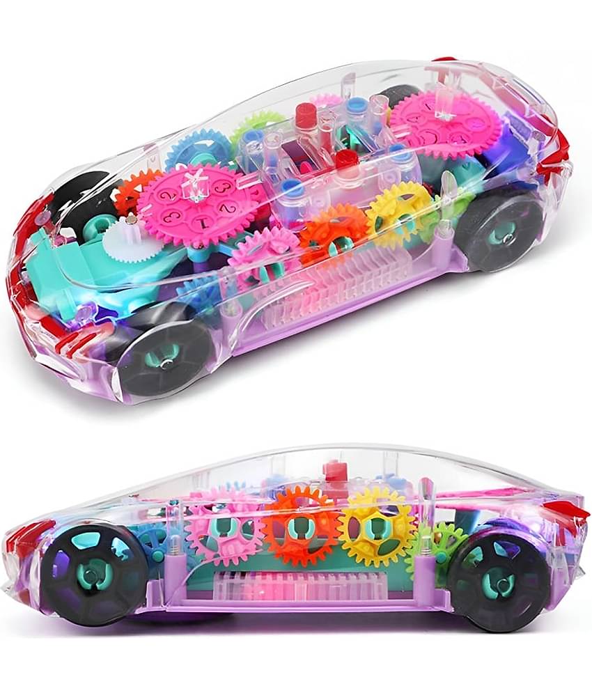 RAINBOW RIDERS Transparent Concept 360 Degrees Rotating Concept Racing Car with 3D Flashing LED Lights Musical Vehicles Toy for Girls & Boys Age 2, 3, 4, 5, 6, 7, 8 Plastic  Multicolour Battery Operated Kids Transparent Toy (Concept Car)