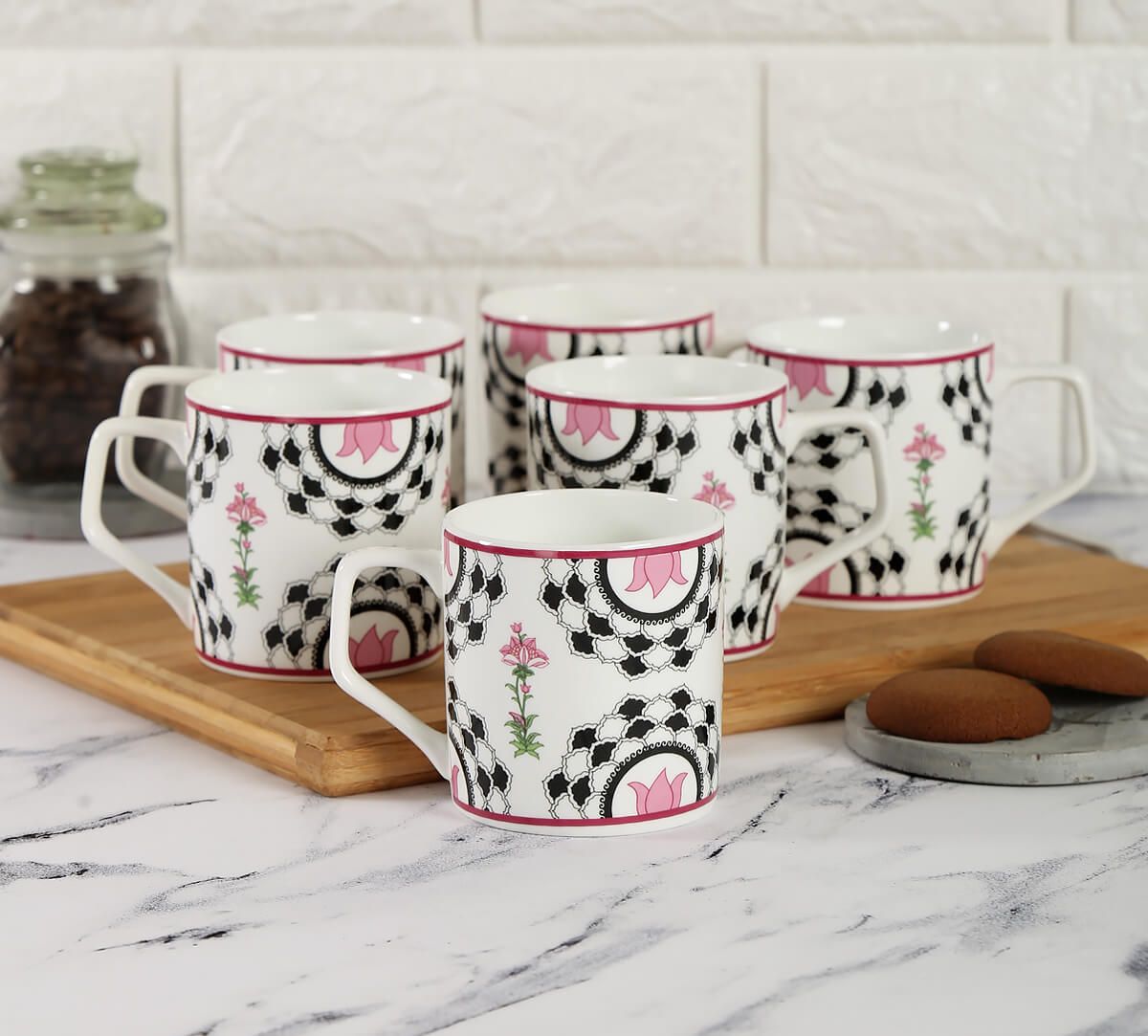 India Circus Appliqued Harmony Mug Set Of 6