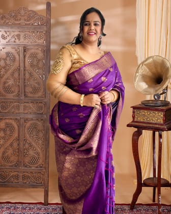 Ornate Banarasi Silk Jaquard Royal Purple Saree