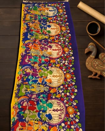 Syaahi Mangalagiri Silk Icy Blue Dupatta