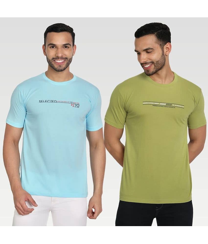 Zeffit Pack of 2 Cotton Blend Regular Fit Men's T-Shirt ( Multicolor )