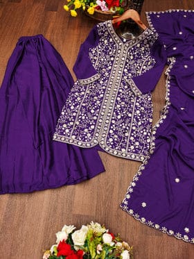 Designer Party Wear Suit Set With Sequence Embroidered Work