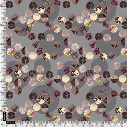 Repeat Downbeat Art In Circle Digital Printed Fabric-Polyester / Japan Satin / 110 CM | 43 Inch